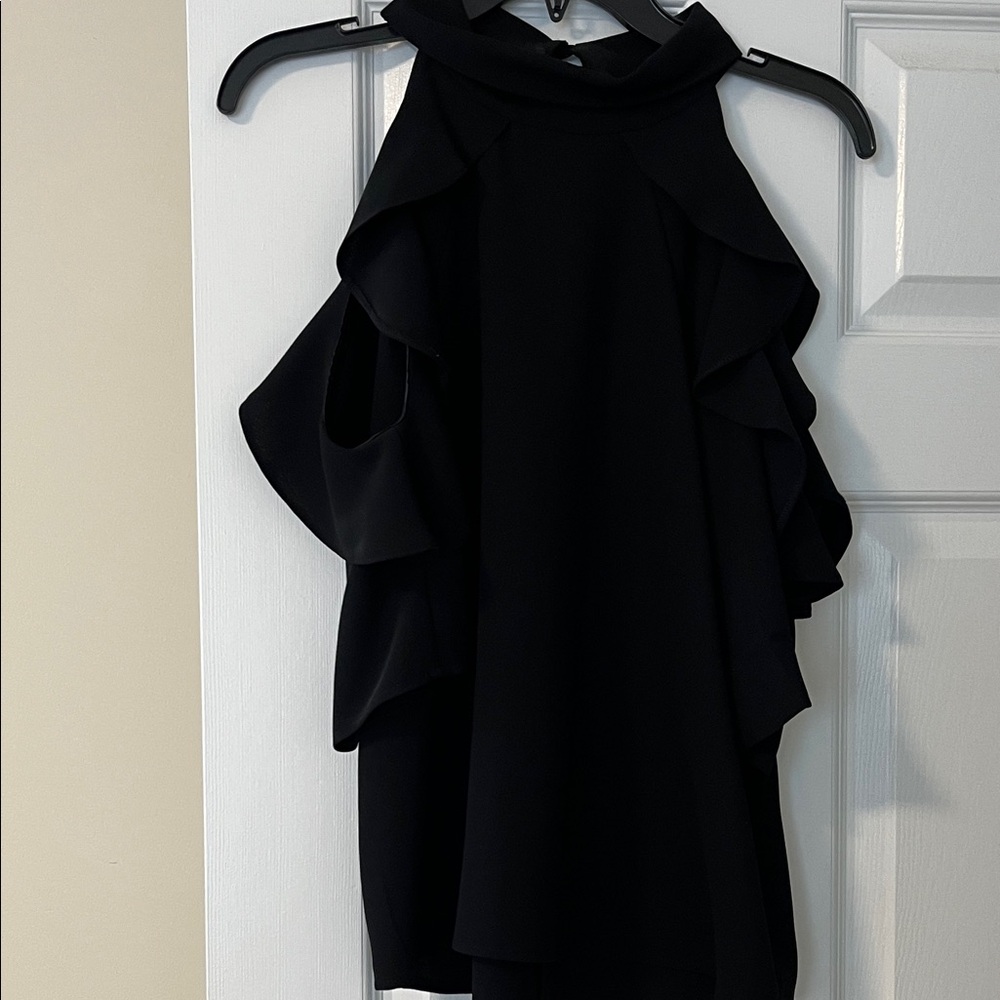 Topshop Black Halter Ruffle Top
